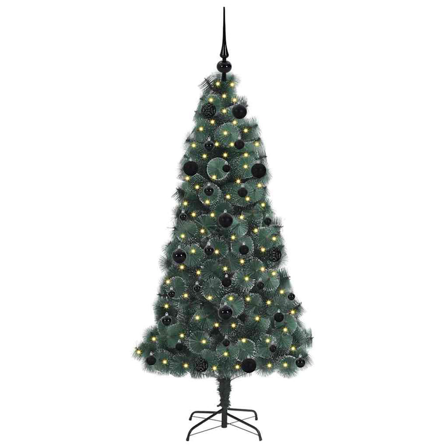 Kunstmatige Voorverlichte Kerstboom met Bal Set Groen 150 cm