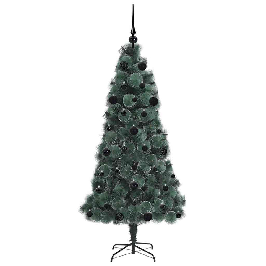 Kunstmatige Voorverlichte Kerstboom met Bal Set Groen 150 cm