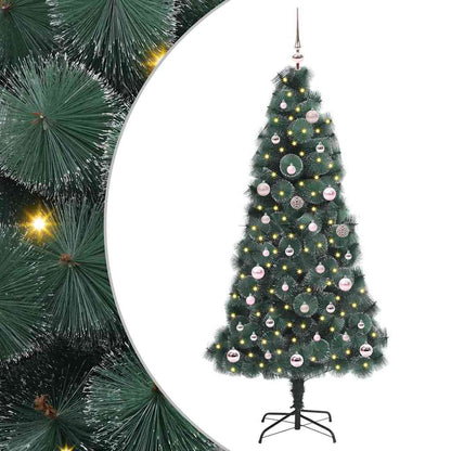 Kunstmatige Voorverlichte Kerstboom met Ballenset Groen 150 cm