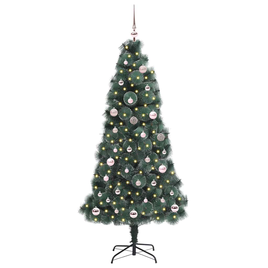 Kunstmatige Voorverlichte Kerstboom met Ballenset Groen 150 cm