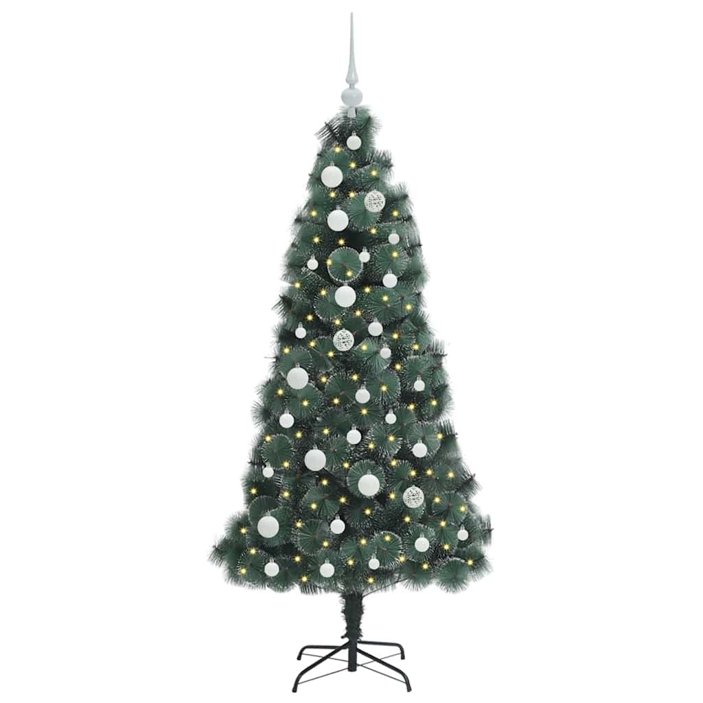 Kunstkerstboom met lichtjes en ballenset Groen 150 cm PET