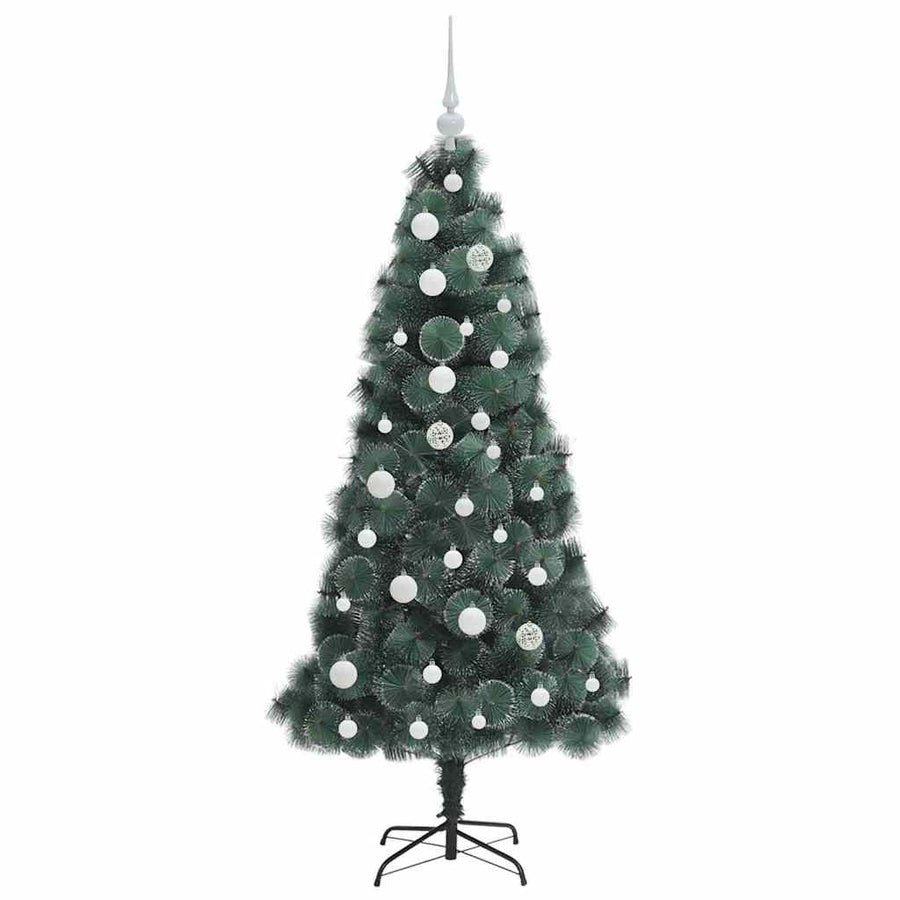 Kunstkerstboom met lichtjes en ballenset Groen 150 cm PET