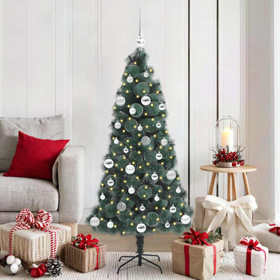 Kunstmatige Voorverlichte Kerstboom met Ballenset Groen 150 cm