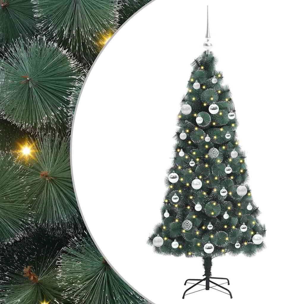 Kunstmatige Voorverlichte Kerstboom met Ballenset Groen 150 cm