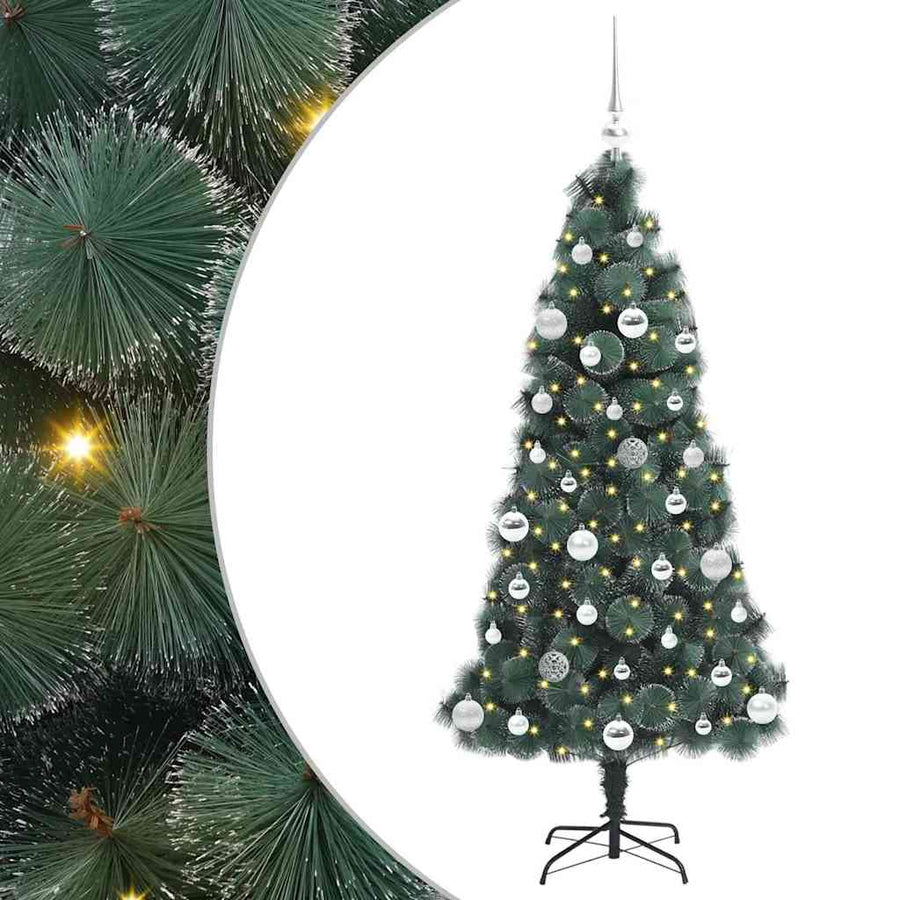 Kunstmatige Voorverlichte Kerstboom met Ballenset Groen 150 cm