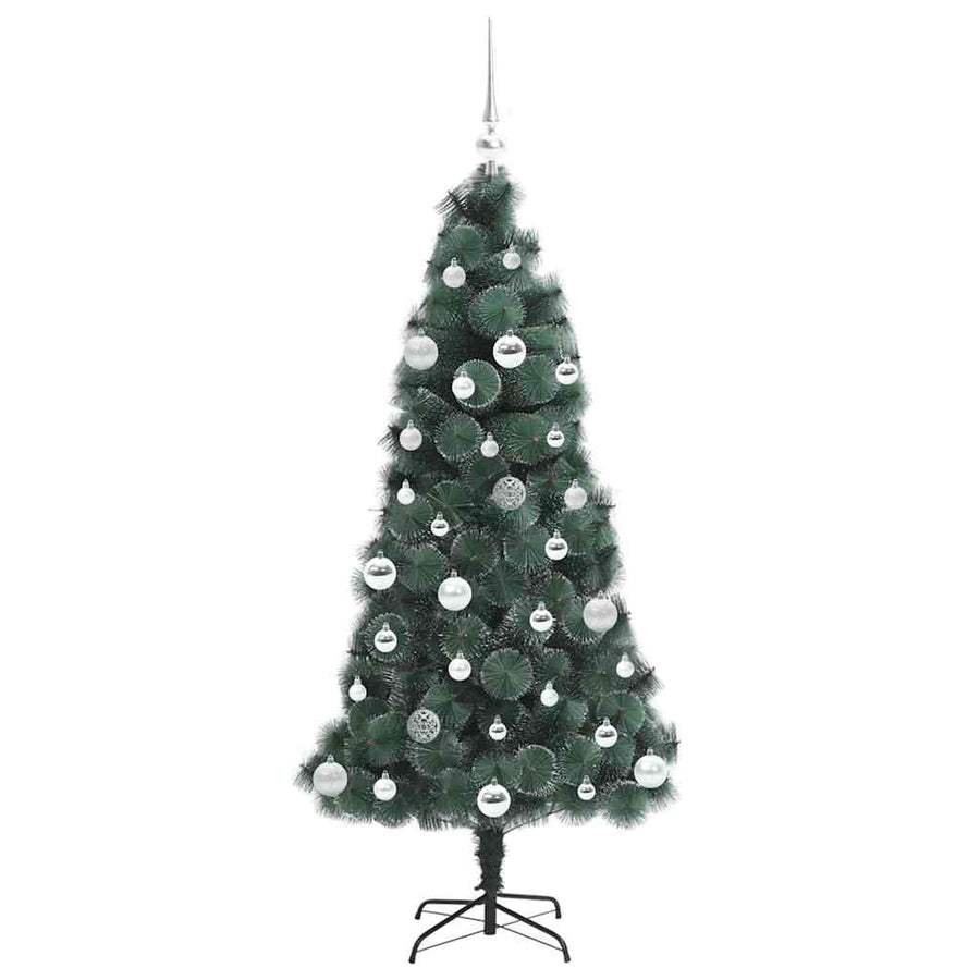 Kunstmatige Voorverlichte Kerstboom met Ballenset Groen 150 cm