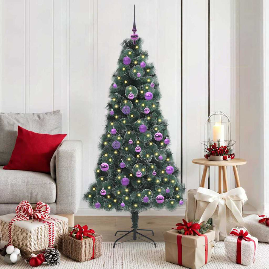 Kunstmatig Voorverlicht Kerstboom met Ballenset Groen 150 cm