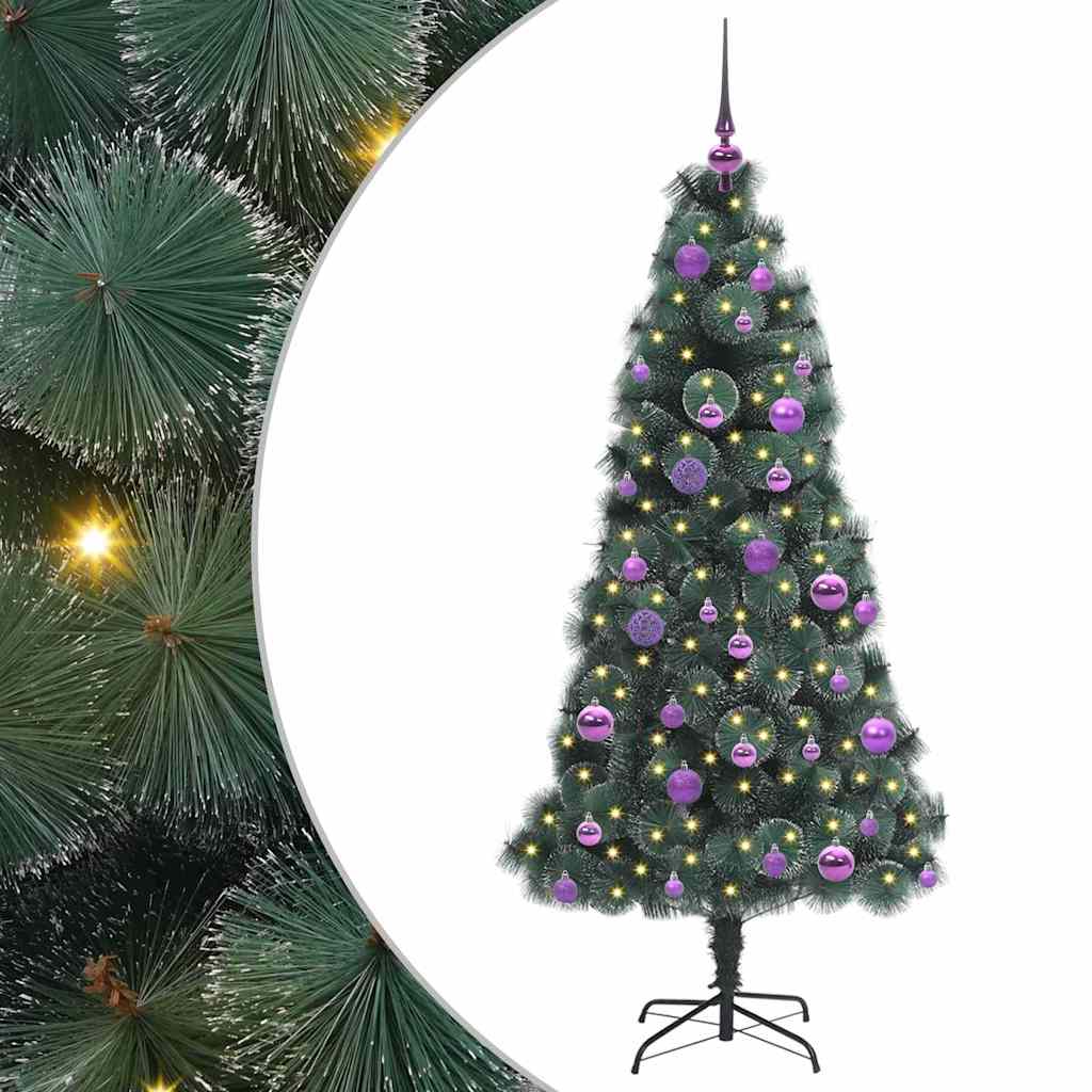 Kunstmatig Voorverlicht Kerstboom met Ballenset Groen 150 cm