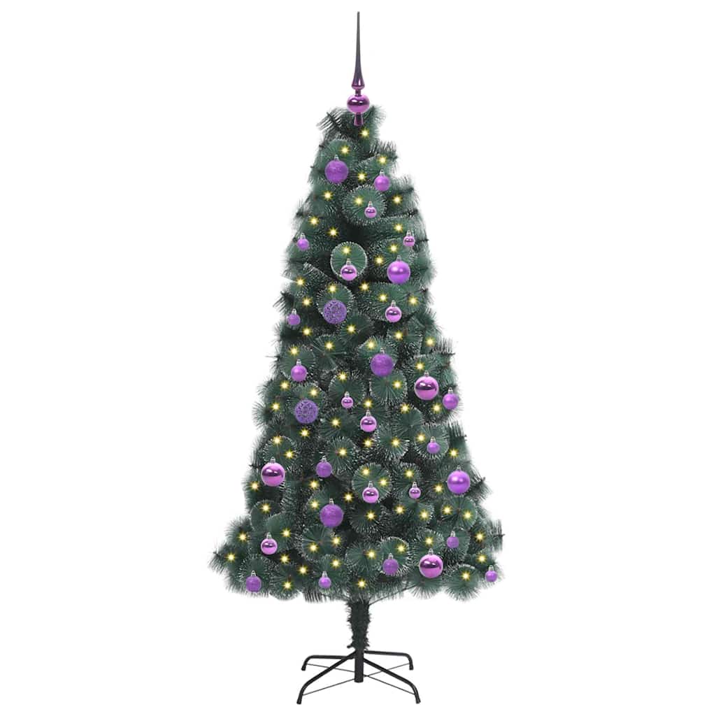 Kunstmatig Voorverlicht Kerstboom met Ballenset Groen 150 cm