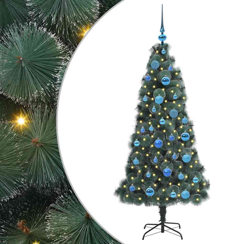 Kunstkerstboom met verlichting en ballenset Groen 150 cm PET