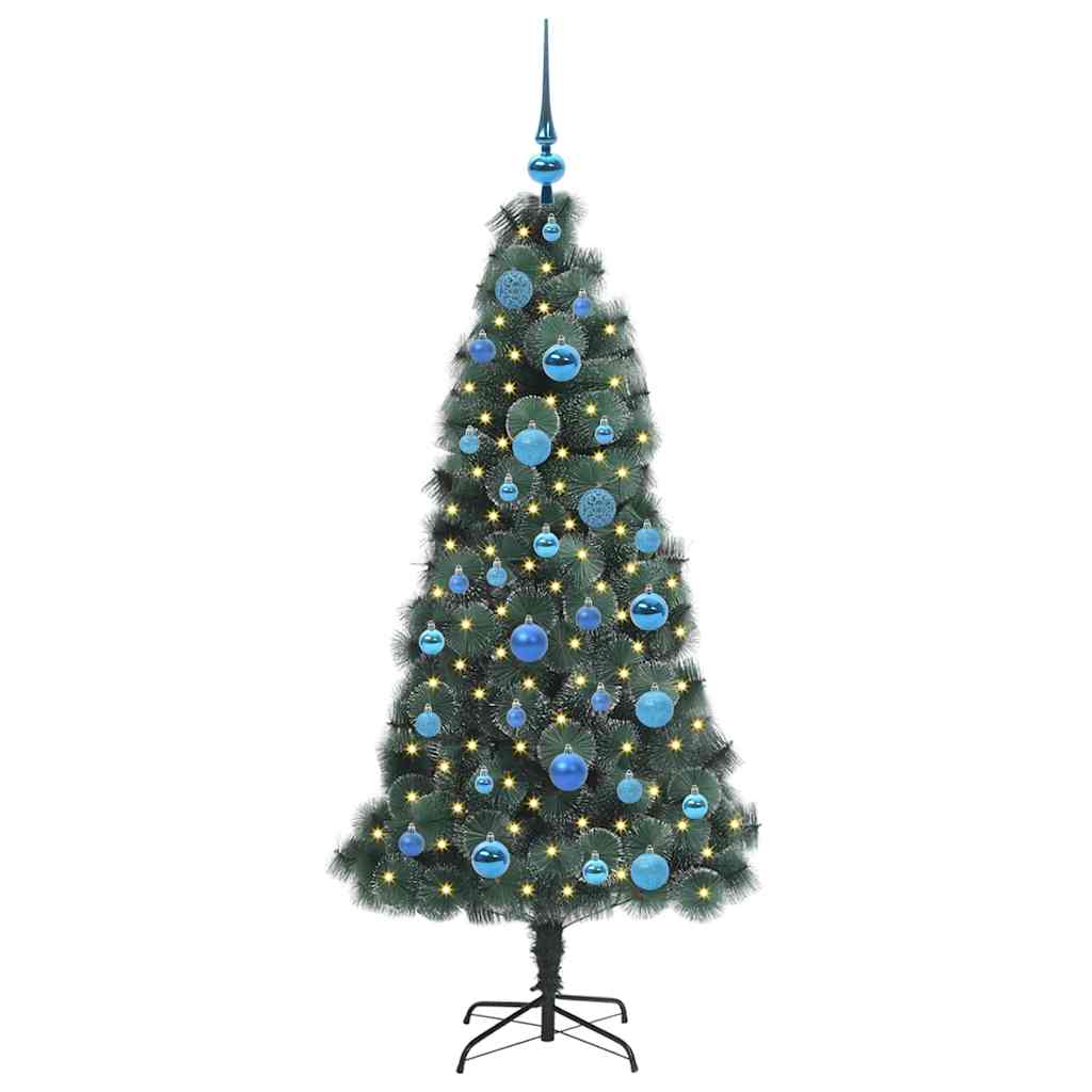 Kunstkerstboom met verlichting en ballenset Groen 150 cm PET
