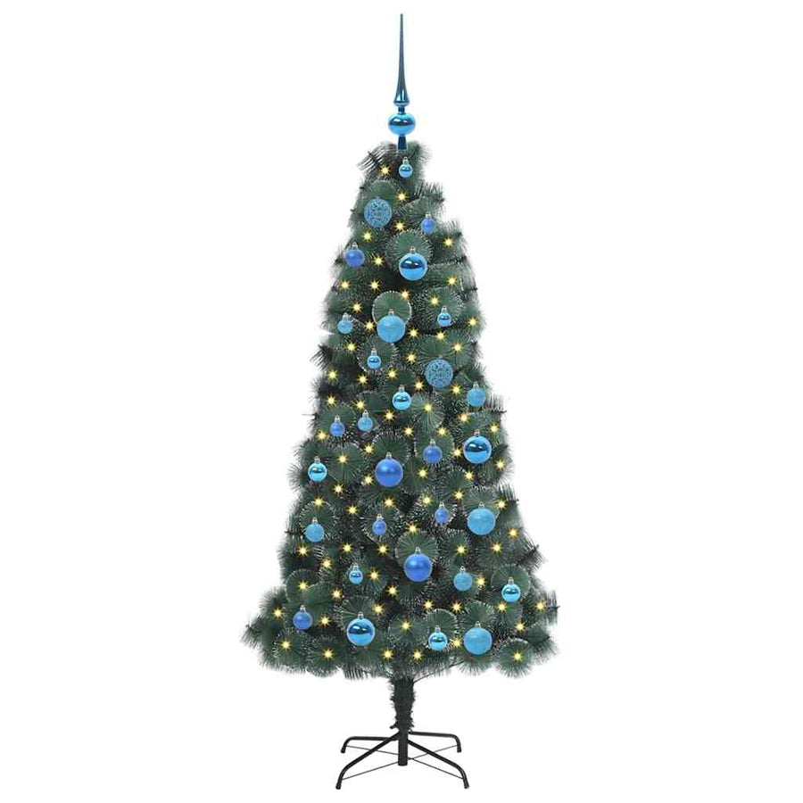 Kunstkerstboom met verlichting en ballenset Groen 150 cm PET