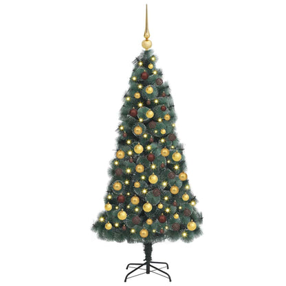 Artificial Pre-lit Kerstboom met Ballenset Groen 180 cm PET
