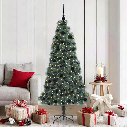 Kunst Kerstboom met Verlichting en Bal Set Groen 180 cm PET