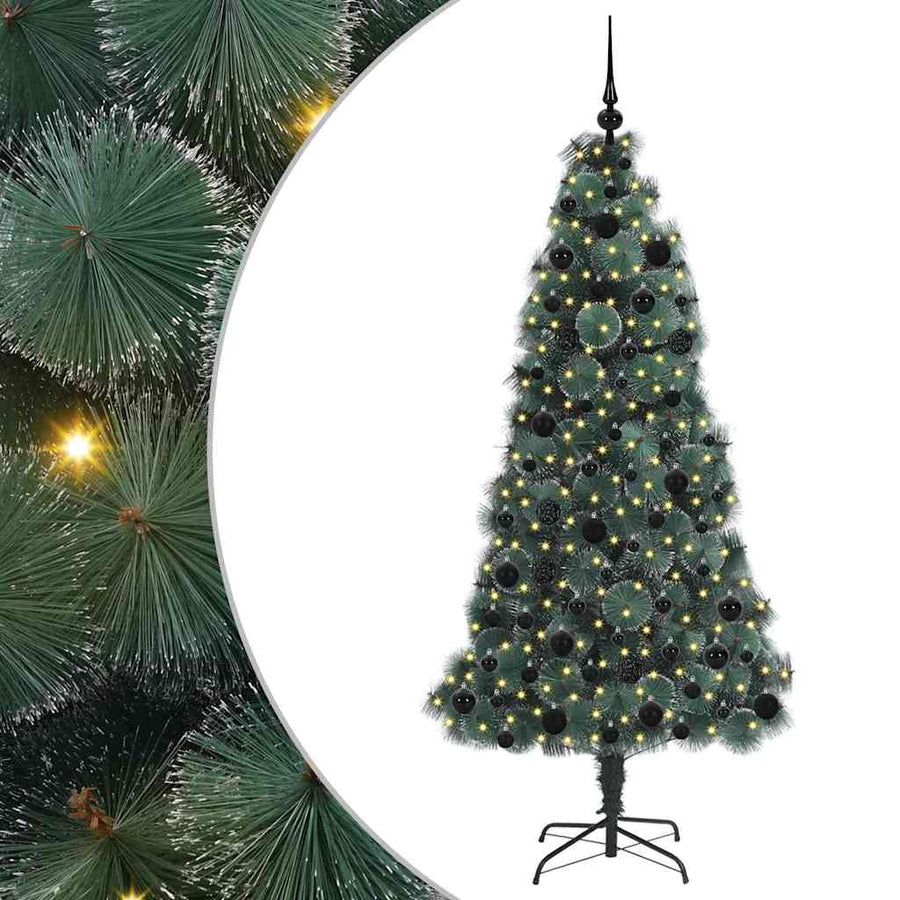 Kunst Kerstboom met Verlichting en Bal Set Groen 180 cm PET