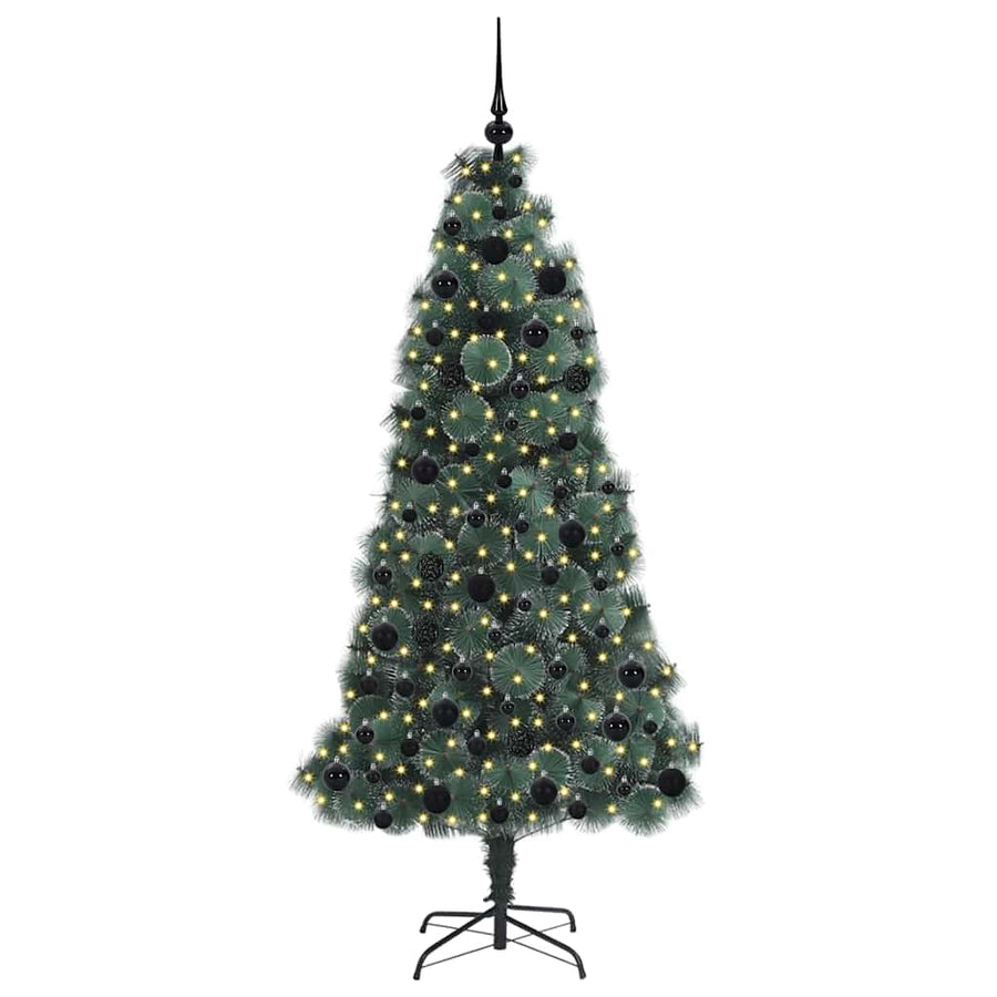 Kunst Kerstboom met Verlichting en Bal Set Groen 180 cm PET