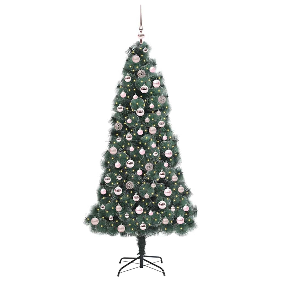 Kunstkerstboom met verlichting en ballenset Groen 180 cm PET