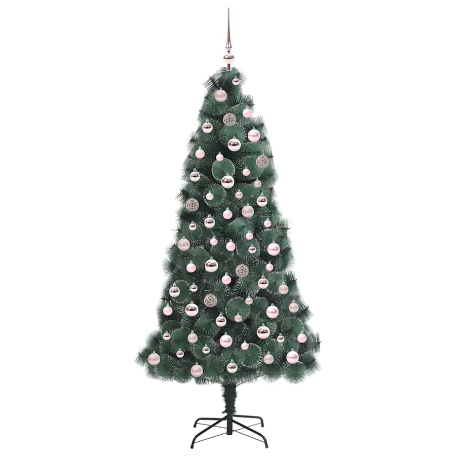 Kunstkerstboom met verlichting en ballenset Groen 180 cm PET