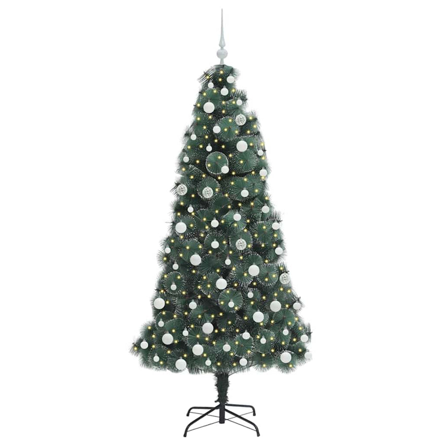 Kunstkerstboom met verlichting en ballenset Groen 180 cm PET