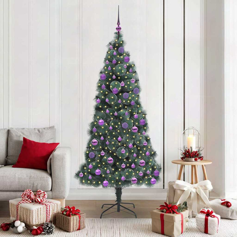 Kunstmatige Voorverlichte Kerstboom met Ballenset Groen 180 cm