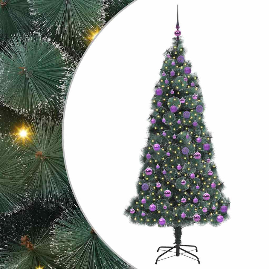 Kunstmatige Voorverlichte Kerstboom met Ballenset Groen 180 cm