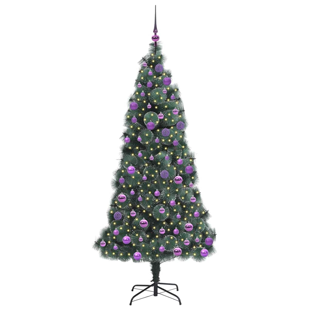 Kunstmatige Voorverlichte Kerstboom met Ballenset Groen 180 cm