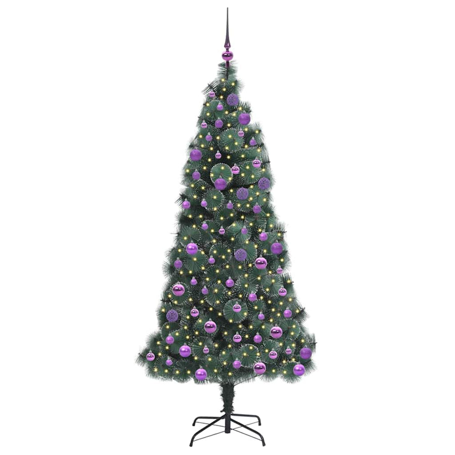 Kunstmatige Voorverlichte Kerstboom met Ballenset Groen 180 cm