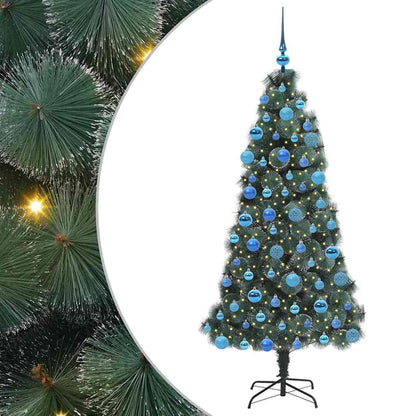 Kunstmatige Voorverlichte Kerstboom met Ballen Set Groen 180 cm