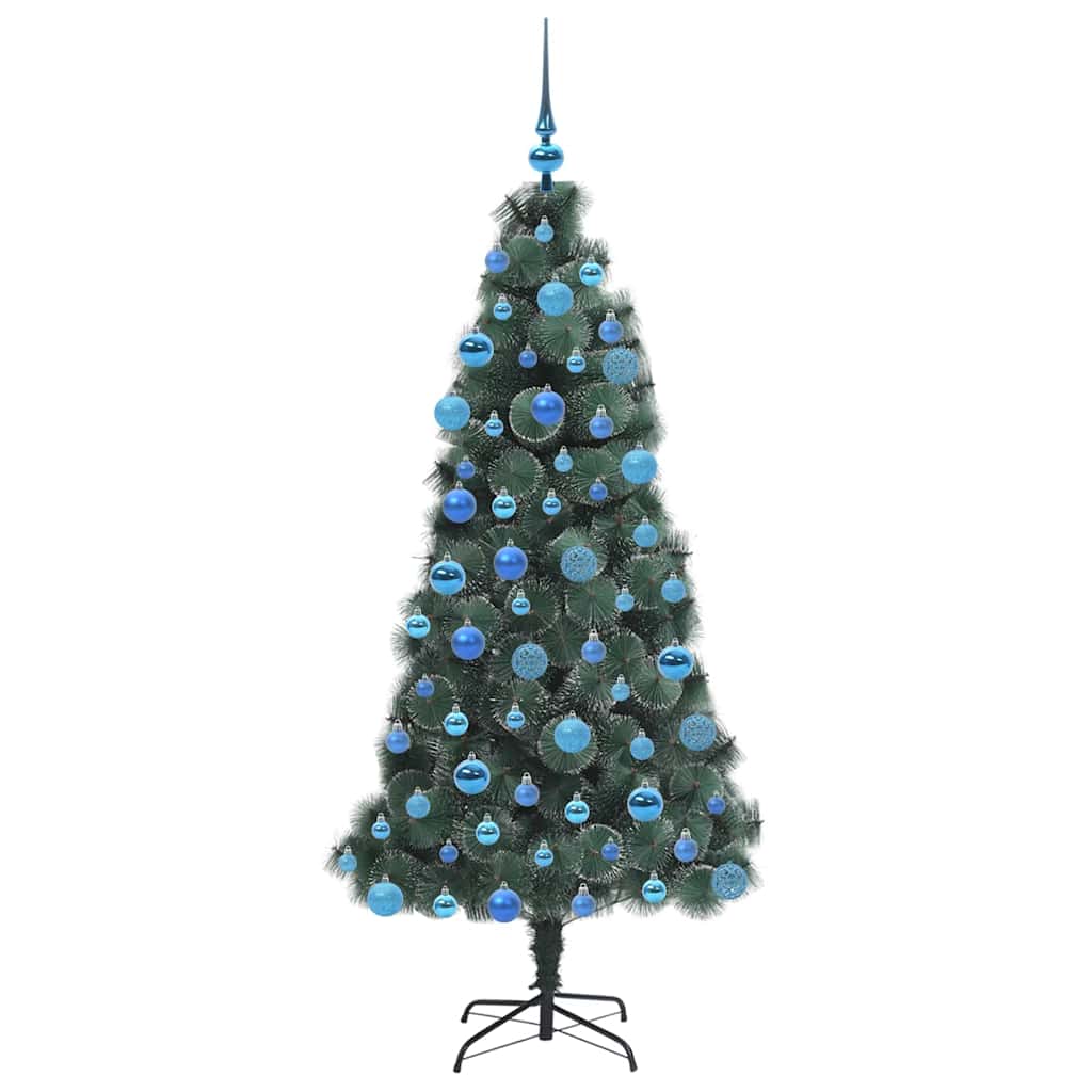 Kunstmatige Voorverlichte Kerstboom met Ballen Set Groen 180 cm