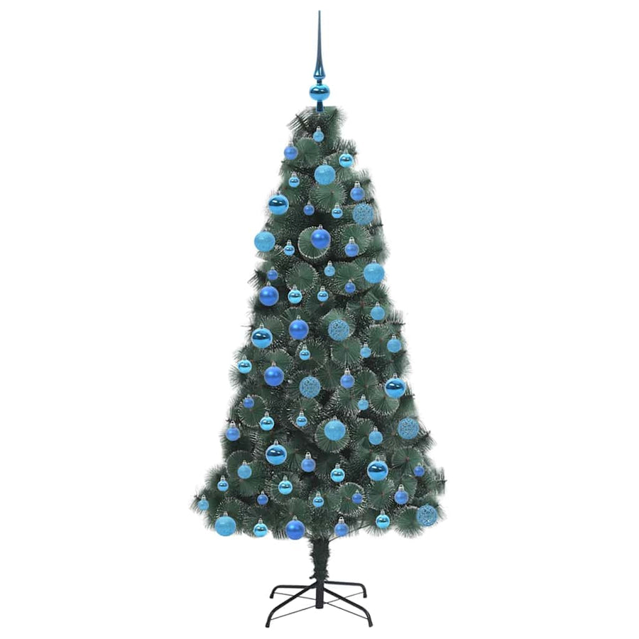 Kunstmatige Voorverlichte Kerstboom met Ballen Set Groen 180 cm