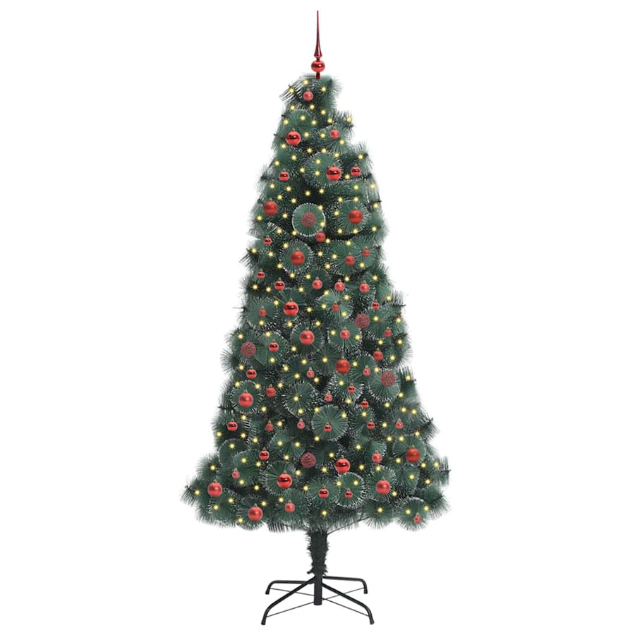Artificial Pre-lit Kerstboom met Ballenset Groen 210 cm PET