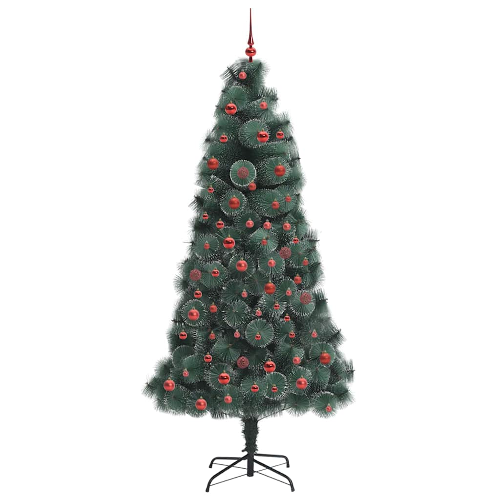 Artificial Pre-lit Kerstboom met Ballenset Groen 210 cm PET