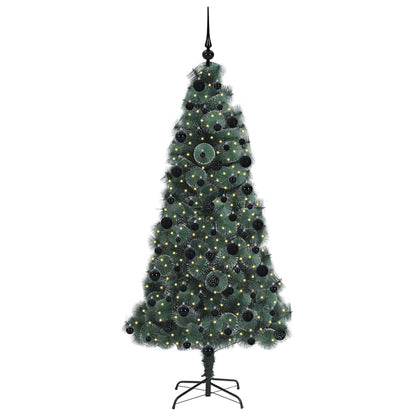 Kunst kerstboom met verlichting en ballenset Groen 210 cm PET
