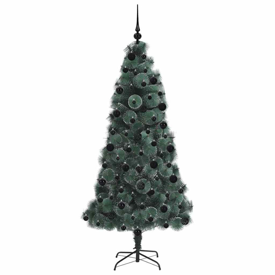 Kunst kerstboom met verlichting en ballenset Groen 210 cm PET