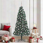 Kunstkerstboom voorverlicht groen 210 cm met ballenset