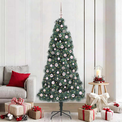 Kunstmatige voorverlichte kerstboom met ballenset Groen 210 cm