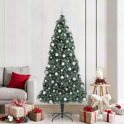 Kunstmatige voorverlichte kerstboom met ballenset Groen 210 cm