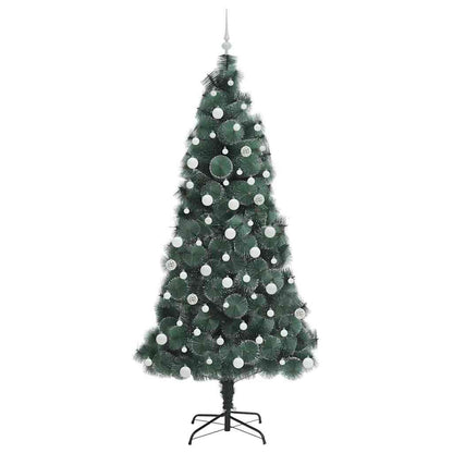 Kunstmatige voorverlichte kerstboom met ballenset Groen 210 cm