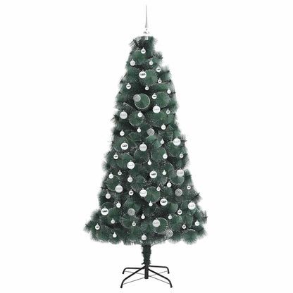 Kunstmatige voorverlichte kerstboom met ballenset Groen 210 cm