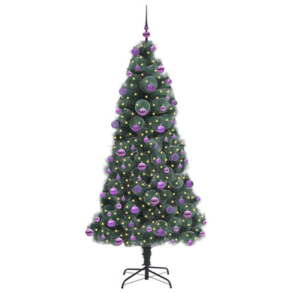 Kunstkerstboom met verlichting en ballenset Groen 210 cm PET