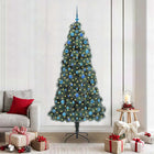 Kunstkerstboom voorverlicht groen 210 cm met ballenset