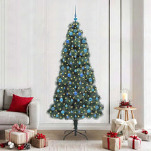 Kunstmatige voorverlichte kerstboom met ballenset Groen 210 cm