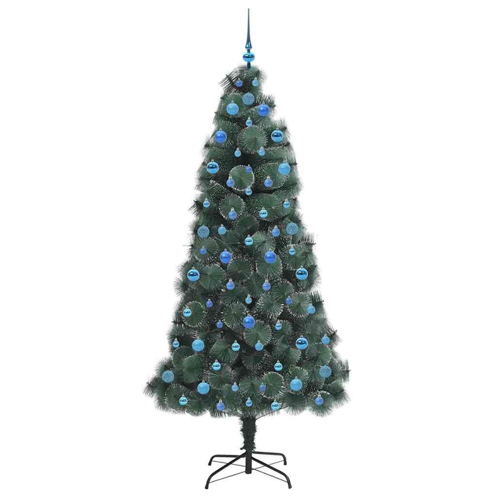 Kunstmatige voorverlichte kerstboom met ballenset Groen 210 cm