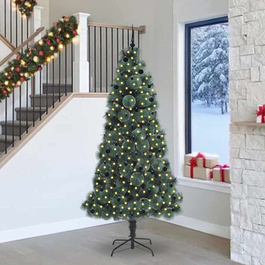 Kunstmatige Voorverlichte Kerstboom met Bolset Groen 240 cm PET