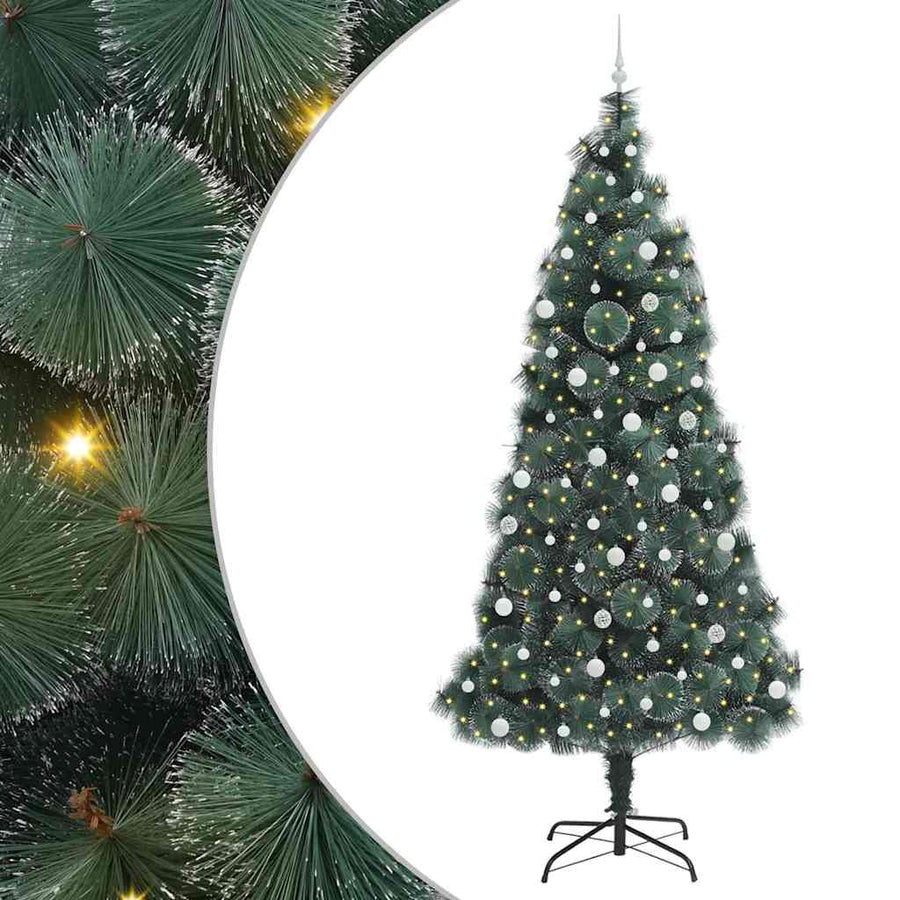 Kunstkerstboom met voorverlichting en ballenset Groen 240 cm