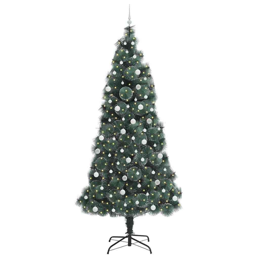Kunstkerstboom met voorverlichting en ballenset Groen 240 cm