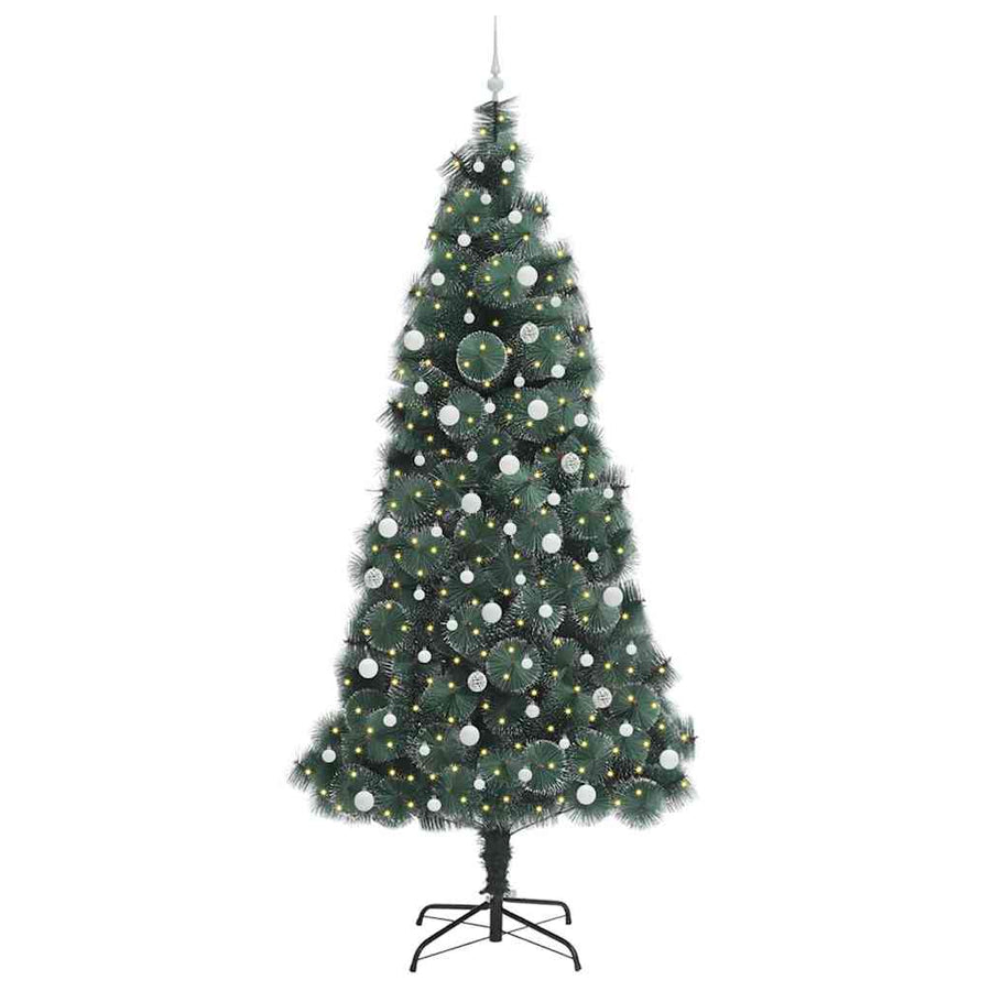 Kunstkerstboom met voorverlichting en ballenset Groen 240 cm