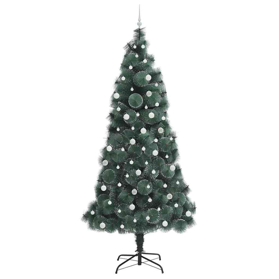 Kunstkerstboom met voorverlichting en ballenset Groen 240 cm