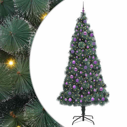 Kunstkerstboom met ballen set, verlicht Groen 240 cm PET