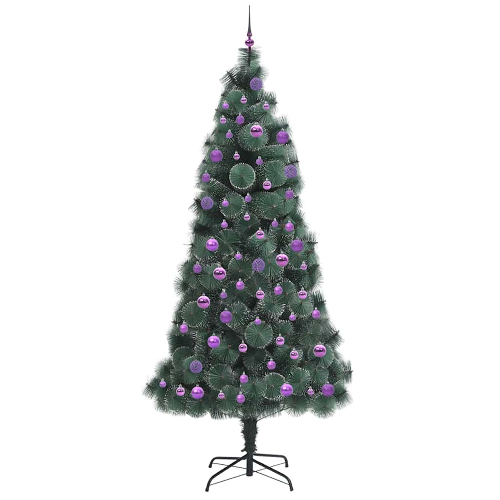 Kunstkerstboom met ballen set, verlicht Groen 240 cm PET